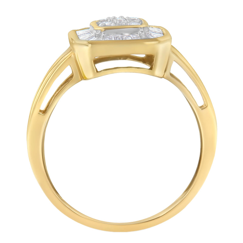 Bids.com 10K Yellow Gold Diamond Cocktail Ring (1/2 Cttw, I-J Color, SI2-I1 Clarity) - Size 6 Rings