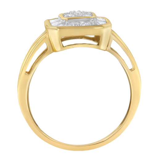 Bids.com 10K Yellow Gold Diamond Cocktail Ring (1/2 Cttw, I-J Color, SI2-I1 Clarity) - Size 6 Rings
