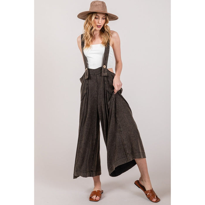 SAGE + FIG Wide Strap Wide Leg Overalls