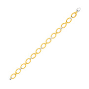 Bids.com 14k Two-Tone Gold Chain Bracelet with Textured Oval Links Bracelets