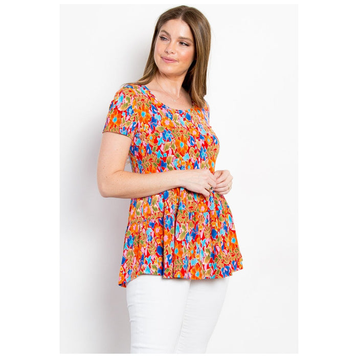 Floral Short Sleeve Babydoll Top