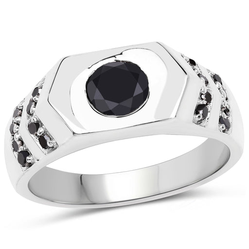 Bids.com 1.53 Carat Genuine Black Diamond .925 Sterling Silver Ring Rings