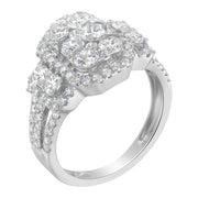 Bids.com 14K White Gold 2 1/4 Cttw Diamond Cocktail Cluster Ring (G-H Color, SI2-I1 Clarity) - Size 7 Rings