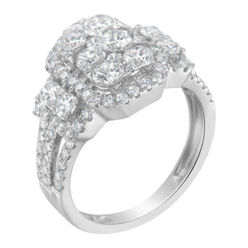 Bids.com 14K White Gold 2 1/4 Cttw Diamond Cocktail Cluster Ring (G-H Color, SI2-I1 Clarity) - Size 7 Rings