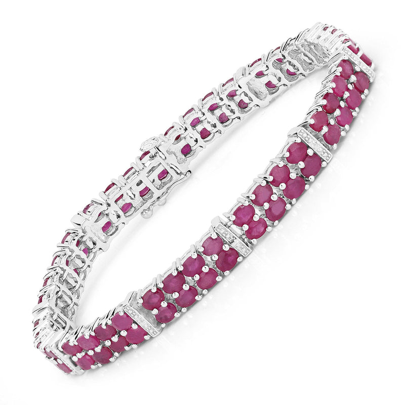 Bids.com 17.65 Carat Glass Filled Ruby and White Topaz .925 Sterling Silver Bracelet Bracelets