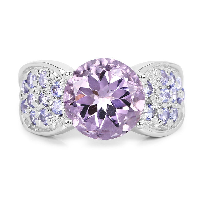 Bids.com 4.07 Carat Genuine Amethyst & Tanzanite .925 Sterling Silver Ring Rings
