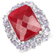 Bids.com 15.13 Carat Dyed Ruby & Tanzanite .925 Sterling Silver Ring Rings