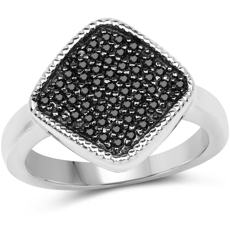 Bids.com 0.24 Carat Genuine Black Diamond .925 Sterling Silver Ring Rings