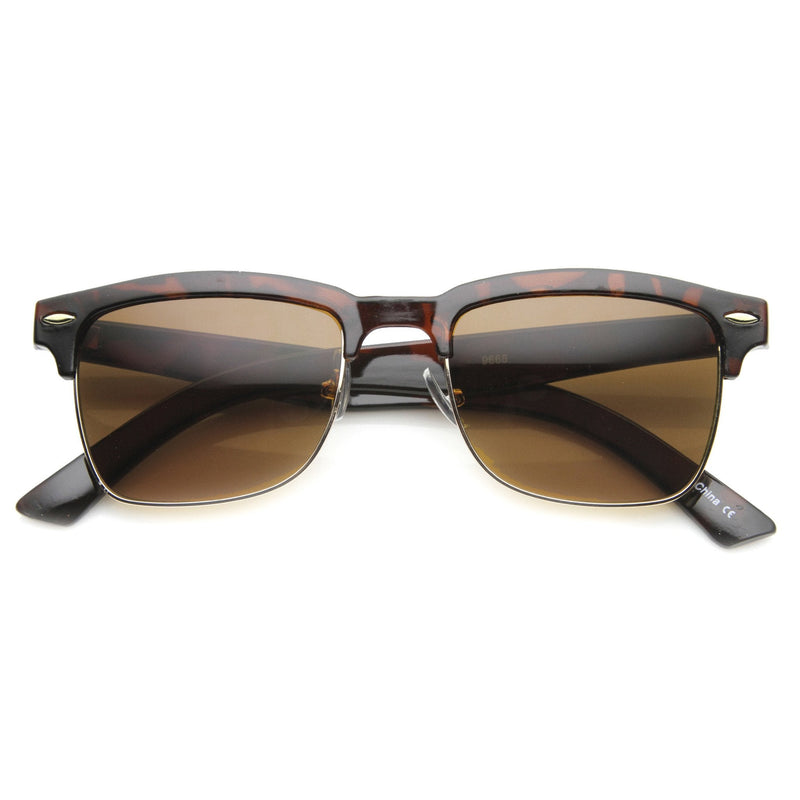 zeroUV Indie Dapper Square Half Frame Horned Rim Sunglasses 9809 Sunglasses