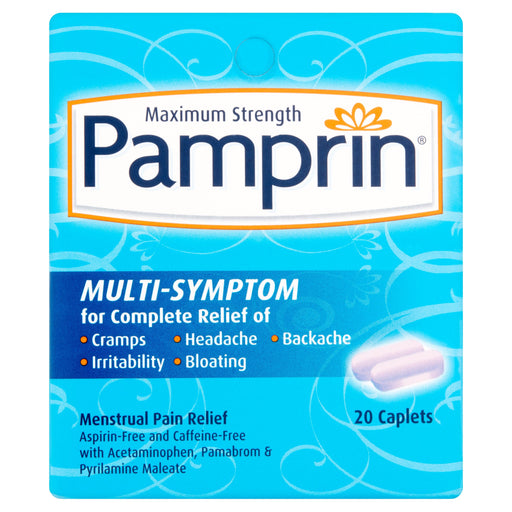 Pamprin Pamprin Maximum Strength Multi-Symptom Menstrual Pain Relief Health & Beauty Deep Sky Blue