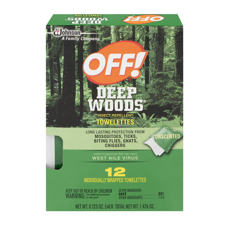 Off! Off! Deep Woods Insect Repellent Towelettes, Long Lasting Protections Pest Control