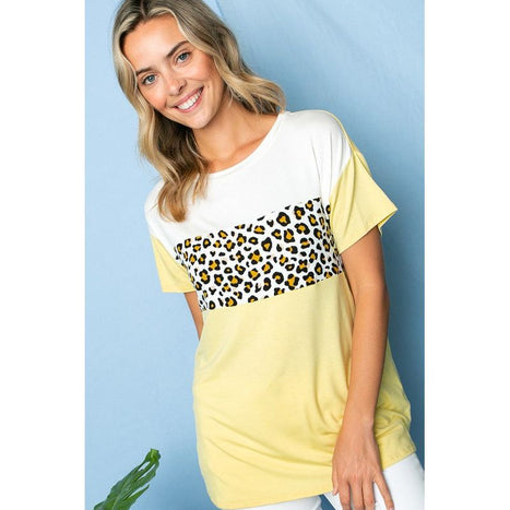 Plus Animal Color Blocked Top