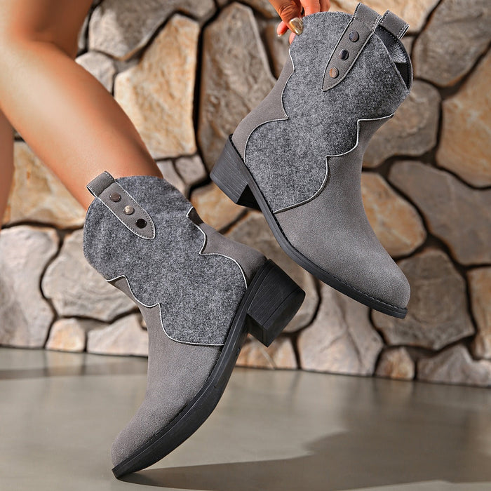 Point Toe Block Heel Boots