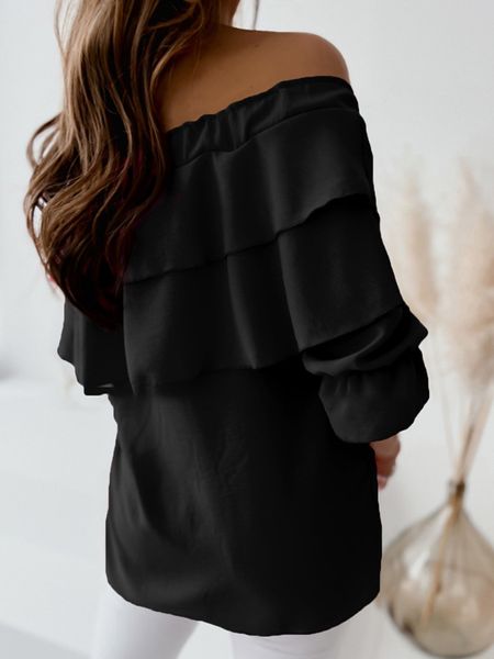 Off Shoulder Tie-Front Ruffle Blouse H6ACEE8PSH