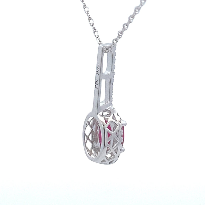 Bids.com .45ct Ruby Diamond Fashion Pendants 10KT White Gold Pendants