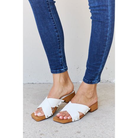 Weeboo Step Into Summer Criss Cross Wooden Clog Mule