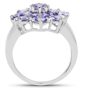 Bids.com 3.37 Carat Genuine Tanzanite and White Topaz .925 Sterling Silver Ring Rings