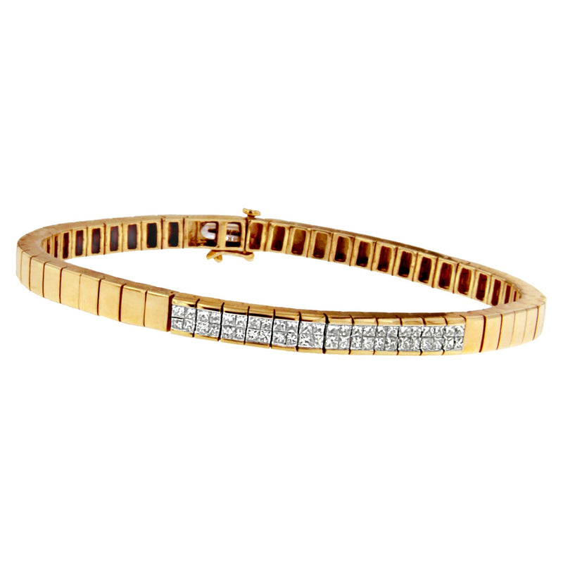 Bids.com 14K Yellow Gold Princess Cut Diamond Banded Bracelet (1.00 cttw, G-H Color, VS1-VS2 Clarity) Bracelets