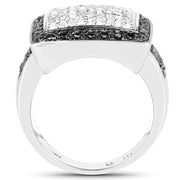 Bids.com 0.61 Carat Genuine Black Diamond and White Diamond .925 Sterling Silver Ring Rings