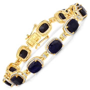 Bids.com 21.11 Carat Dyed Sapphire and White Diamond .925 Sterling Silver Bracelet Bracelets