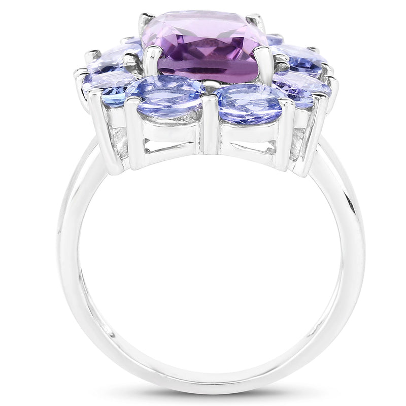 Bids.com 5.24 Carat Genuine Amethyst & Tanzanite .925 Sterling Silver Ring Rings
