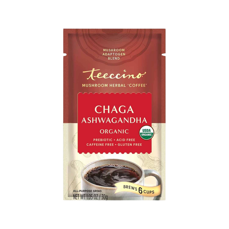 Teeccino Chaga Ashwagandha Butterscotch Cream Mushroom Herbal Coffee Herbal Coffee