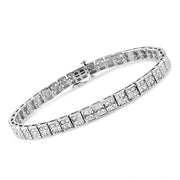 Bids.com .925 Sterling Silver 2 Cttw Prong Set Round-Cut Diamond 4 Stone Box Link Bracelet (I-J Color, I3 Clarity) - 7.25" Bracelets