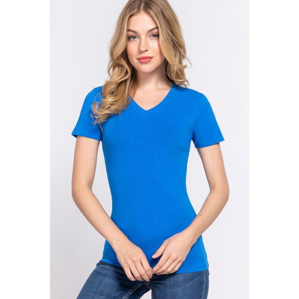 ACTIVE BASIC V-Neck Short Sleeve T-Shirt