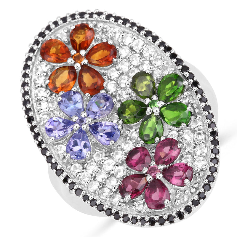 Bids.com 5.01 Carat Genuine Multi Stones .925 Sterling Silver Ring Rings