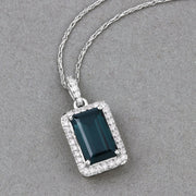 Bids.com 3.55 Carat Genuine Green Tourmaline and White Diamond 14K White Gold Pendant Pendants