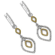 Bids.com 1.00 Carat Genuine White Diamond & Yellow Diamond .925 Sterling Silver Earrings Earrings