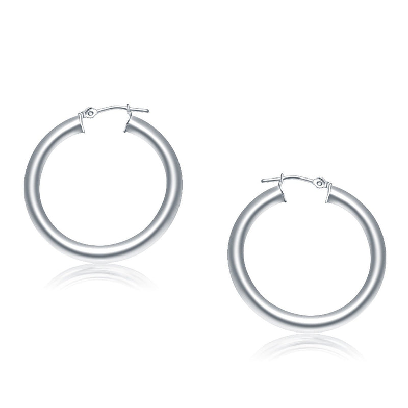 Bids.com 14k White Gold Polished Hoop Earrings (30 mm) Earrings