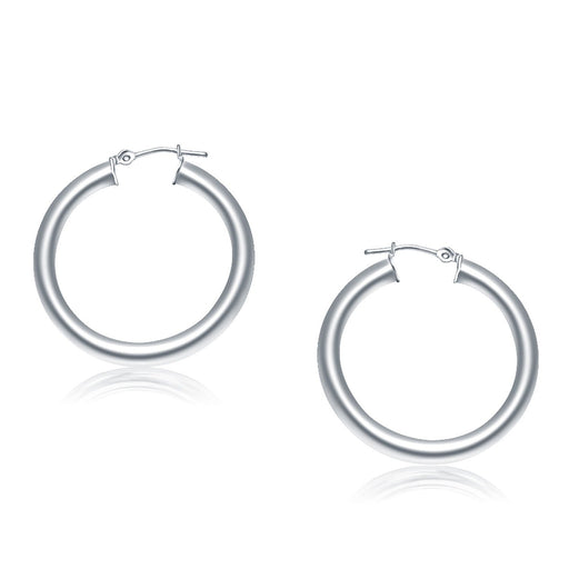 Bids.com 14k White Gold Polished Hoop Earrings (30 mm) Earrings