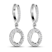 Bids.com 0.32 Carat Genuine White Diamond 14K White Gold Semi Mount Earrings - holds 8x6mm Oval Gemstones Earrings
