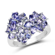 Bids.com 2.88 Carat Genuine Tanzanite .925 Sterling Silver Ring Rings