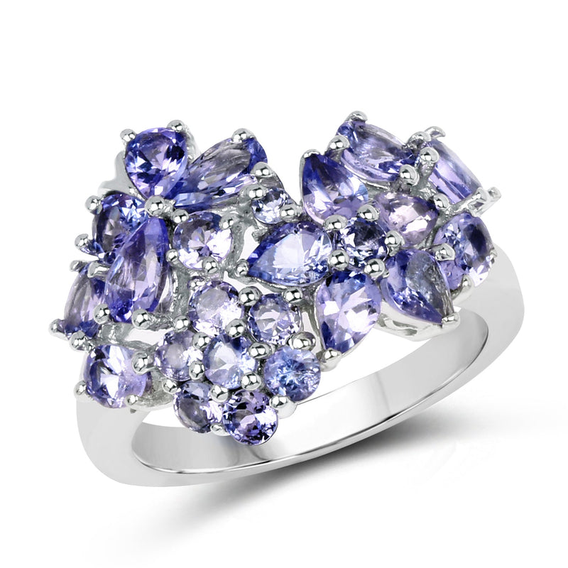 Bids.com 2.88 Carat Genuine Tanzanite .925 Sterling Silver Ring Rings