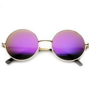 zeroUV Retro Flash Color Mirror Lens Round Metal Sunglasses 9203 Sunglasses