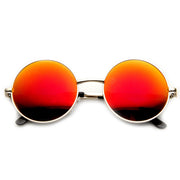 zeroUV Retro Flash Color Mirror Lens Round Metal Sunglasses 9203 Sunglasses
