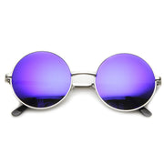 zeroUV Retro Flash Color Mirror Lens Round Metal Sunglasses 9203 Sunglasses