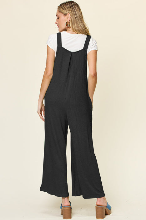 Double Take Texture Sleeveless Wide Leg Overall