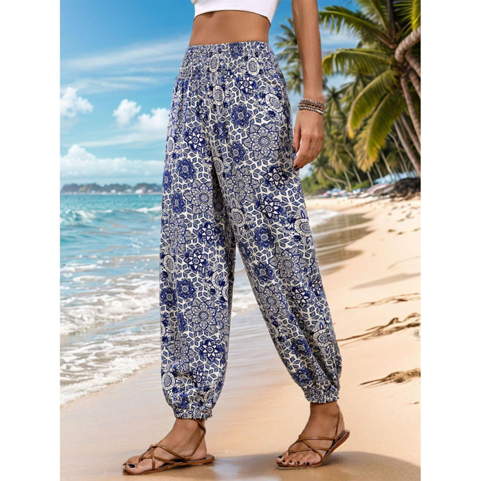 Printed Elastic Waist Pants