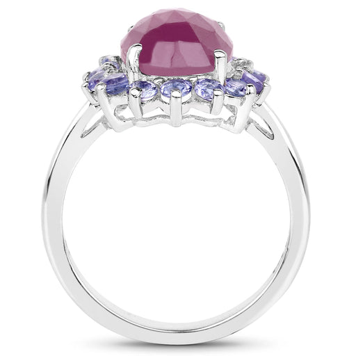 Bids.com 5.53 Carat Genuine Pink Sapphire & Tanzanite .925 Sterling Silver Ring Rings