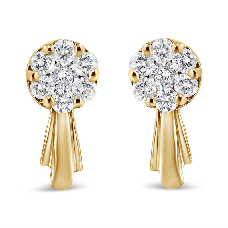 Bids.com 14K White Gold 3/4 Cttw Diamond Floral Cluster Drop and Dangle Stud Earrings (H-I Color, I1-I2 Clarity) Earrings