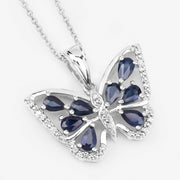 Bids.com 1.67 Carat Genuine Blue Sapphire and White Zircon .925 Sterling Silver Pendant Pendants