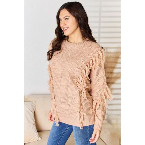 And The Why Tassel Detail Long Sleeve Sweater