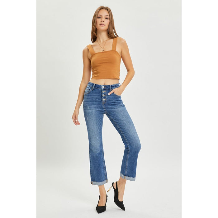 RISEN Button Fly Cropped Bootcut Jeans