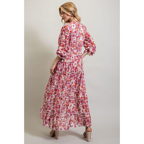 BOHEMIAN FLORAL HIGH AND LOW MAXI DRESS