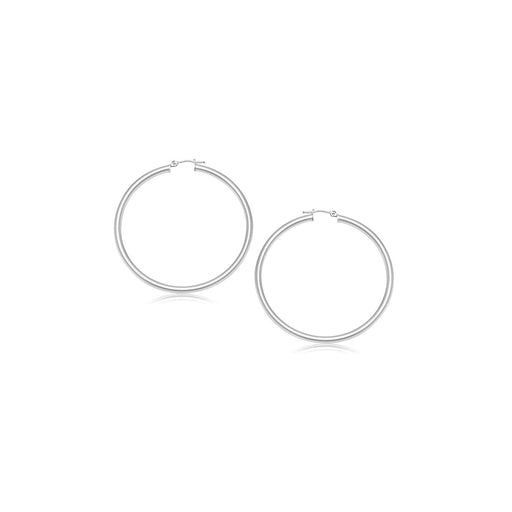 Bids.com 14k White Gold Polished Hoop Earrings (15 mm) Earrings