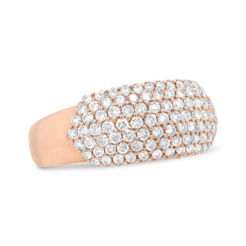 Bids.com 18K Rose Gold 1.00 Cttw Diamond Multi Row Dome Band Ring (F-G Color, VS1-VS2 Clarity) - Ring size 7 Rings