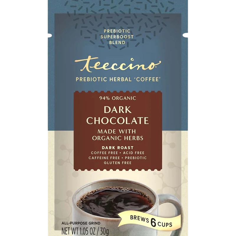 Teeccino Dark Chocolate Prebiotic SuperBoost Herbal Coffee Herbal Coffee